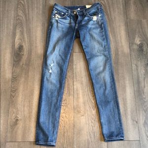 Women’s Rag and Bone Light Distress Skinny Jeans